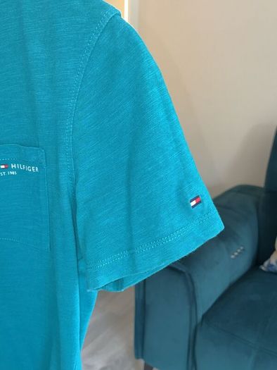 Boys Teal Green Tommy Hilfiger Crew-neck T-shirt