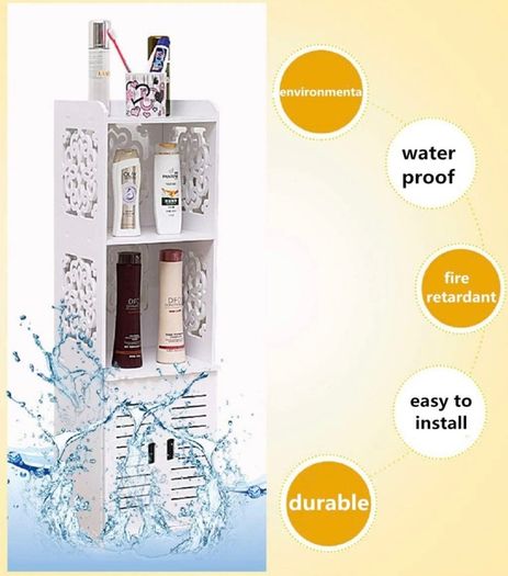 Bathroom Storage Cabinet Floor Standing Waterproof Organizer Rack Book Shelf White Robust Bathroom Furniture for Living Room Bedroom, Kitchen Hallway Silm Tall Cupboard Home Store-H80 xW30x D22cm (FREE POSTAGE)
