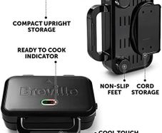Breville Ultimate Deep Fill Toastie Maker | 2 Slice Sandwich Toaster | Removable Non-Stick Plates | Stainless Steel | Black