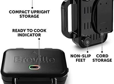 Breville Ultimate Deep Fill Toastie Maker | 2 Slice Sandwich Toaster | Removable Non-Stick Plates | Stainless Steel | Black