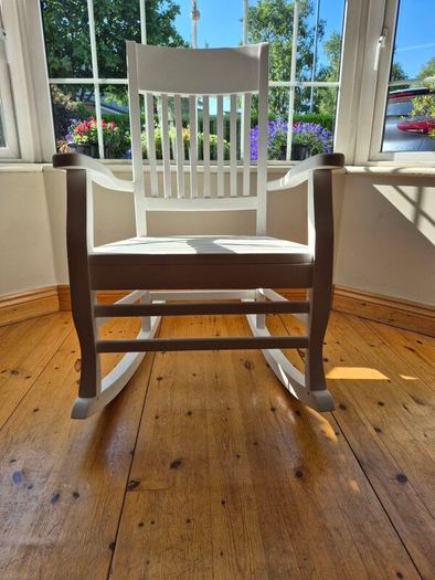 Traditional Wooden Rocking Chair with Fitted Cushion Excellent Condition