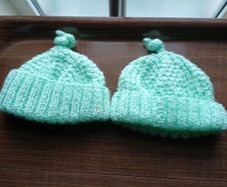 2 Hand Knitted Newborn Hats