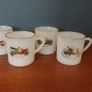 Cool Set of Four Vintage Retro Mid-Century French Milk-Glass Opaline Espresso Coffee Cups/Mini Mugs with Classic Car Designs Image 4