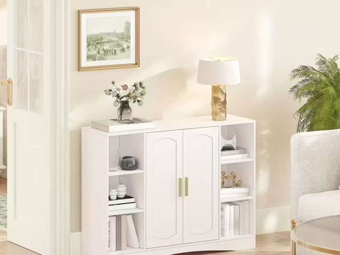 White Storage Cabinet 2-Door Bathroom, Living Room, Bedroom