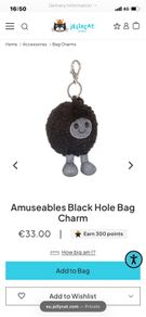 New JELLYCAT Amuseables Black Hole Bag Charm