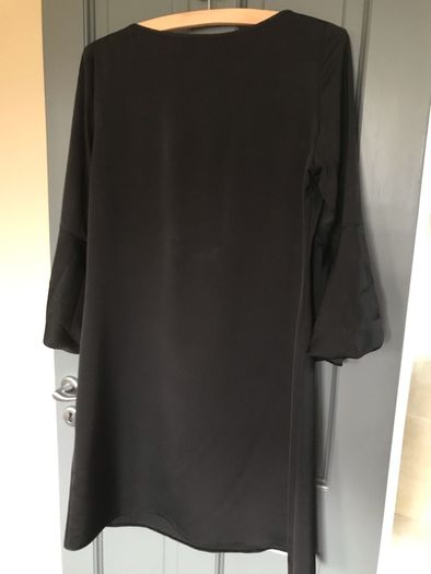 Wallis ladies black satin embellished shift dress size 10