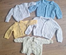 Baby Hand Knitted Jumpers, Bundle of 5, Various Sizes
