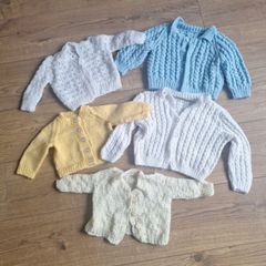 Baby Hand Knitted Jumpers, Bundle of 5, Various Sizes