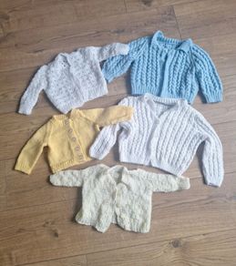 Baby Hand Knitted Jumpers, Bundle of 5, Various Sizes