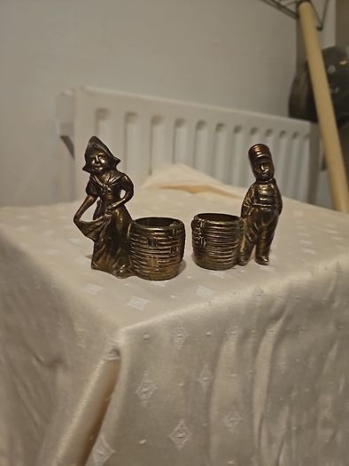 Vintage Pair of Metal Dutch Boy & Girl candle holders