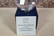 NATIONAL BENZOLE lead crystal Paperweight 60th anniversary  1979 diamond shape vintage