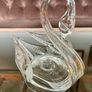 Large Vintage Cut Crystal Swan Candy Bowl Trinket Dish Clear Glass Image 8