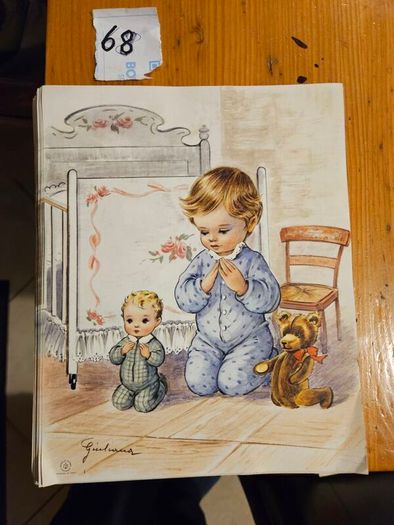 Vintage Catholic Devotional Art Print Cards X 207 Dimensions 8" X 10". In Good Condition.  See Photos For Same.