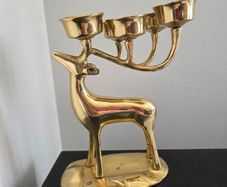 Vintage Solid Brass Deer Reindeer Candelabra