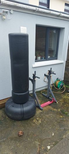 Boxing bag and dip/squat rack