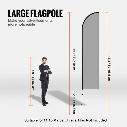 Feather Flag Pole Kit, 2 Packs Swooper Flag Pole 16.3 ft, Sign Flag Poles for Business Advertising Flags Outdoor,