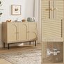 Sideboard Storage Cabinet, Kitchen Cupboard Storage with 3 Doors, Rattan Buffet Cabinet for Living Room, Dining Room, Kitchen, Hallway Image 6