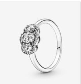 Pandora 3 Stone Vintage Silver Ring