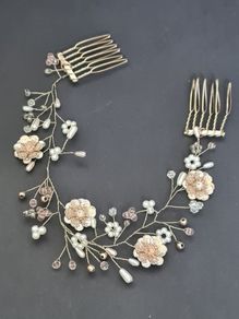 Accessorize Floral Hair Comb, hairpiece, Pearl Flower Bridal Hair Vine, Wedding Hairpiece