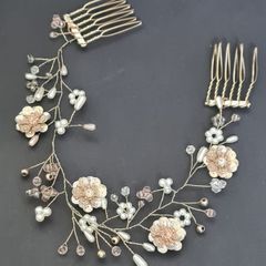Accessorize Floral Hair Comb, hairpiece, Pearl Flower Bridal Hair Vine, Wedding Hairpiece
