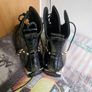 Black Patent Croc Lace-Up Ankle Boots (Gold Stud Details) Image 2