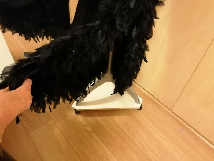 Women's Dress Black Velvet and Ostrich Feathers Size 14