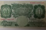 1934 Bank of England One pound 1, Peppiatt Prefix "54K" banknote