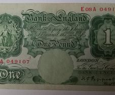 1934 Bank of England One pound 1, Peppiatt Prefix "54K" banknote