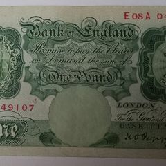 1934 Bank of England One pound 1, Peppiatt Prefix "54K" banknote