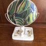 Vintage yellow rose pattern ceramic cottagecore shaving/ beauty mirror Image 4