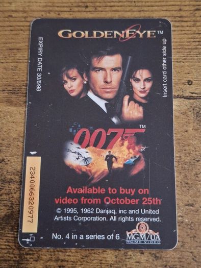 UK BT 2GBP Phonecard "GoldenEye 007", used, 1997, Special Edition No 4 of 6 - free standard postage