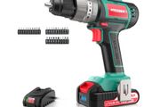 HYCHIKA Cordless Screwdriver 60 Nm Max, 18 V Drill, Brushless with 2.0 Ah Battery and 31 Pieces Accessory Set
