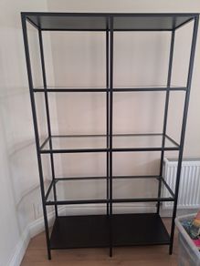 Modern Glass and Black Metal Display Unit