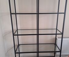 Modern Glass and Black Metal Display Unit