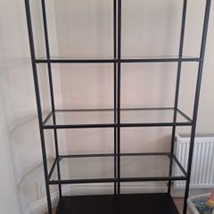 Modern Glass and Black Metal Display Unit