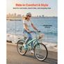 Women Bike, 66cm Beach Cruiser Bike, 7-Speed Adult City Bicycle with Carbon Steel Frame, 150kg Capacity, Basket, Rear Rack & Dual V-Brakes, Light Green Image 3