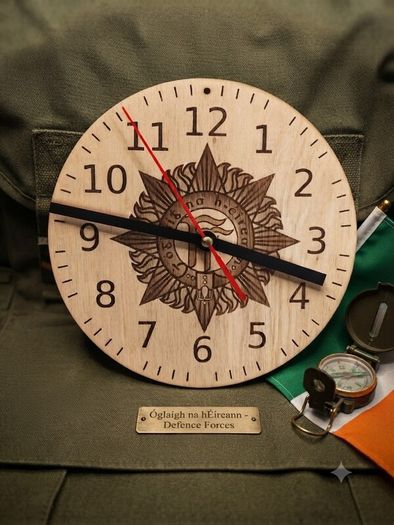 Irish Defence Forces - 7" Laser Engraved Wooden Clock