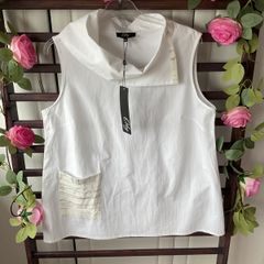 Bnwt white sleeveless top premiun brand Orly size medium 100% cotton