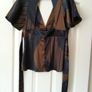 Topshop navy/bronze satin top size 10 Image 3