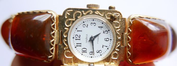Vintage womens amber cocktail watch. Russian Watch Ladies CHAIKA