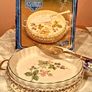 H.Samuel Oven-to-tableware Flan Dish  with Silver plated holder and Server Image 2
