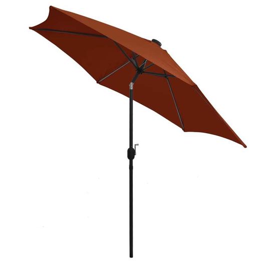 Parasol with LED Lights and Aluminium Pole 300 cm Terracotta