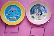 2 x Vintage ORIGINAL Hutschen Reuther Porcelain  Plates Walt Disney Cartoon  Animation  1972