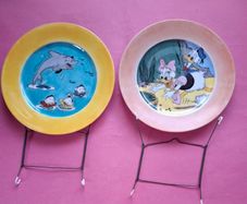 2 x Vintage ORIGINAL Hutschen Reuther Porcelain  Plates Walt Disney Cartoon  Animation  1972