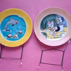 2 x Vintage ORIGINAL Hutschen Reuther Porcelain  Plates Walt Disney Cartoon  Animation  1972