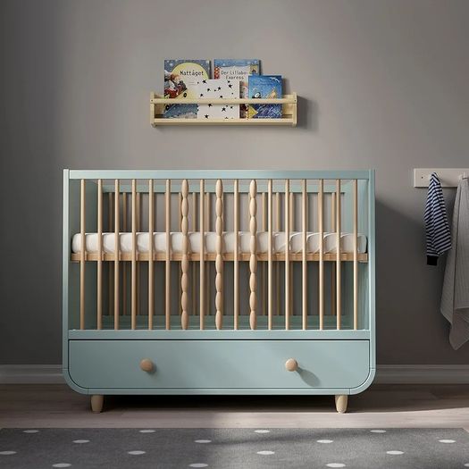 Pristine condition IKEA Myllra cot with large drawer