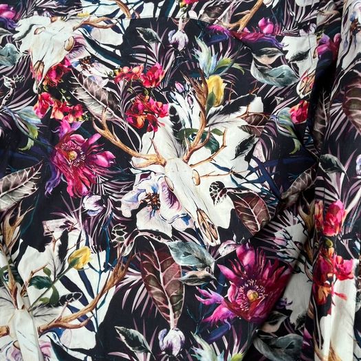Joe Browns Floral Print Long Sleeve Shirt Medium - Flowers Skull Funky