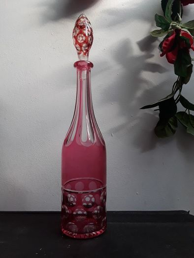 Vintage Bohemian glass decanter