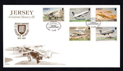 1987 Jersey The 50th Anniversary of Jersey Airport Commemorative Stamps First Day cover (FDC)
