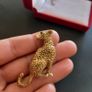 Cheetah Brooch Jaguar Bange Pin Gold Tone Green Eyes Cat Family Broach Jungle Jewellery Image 6